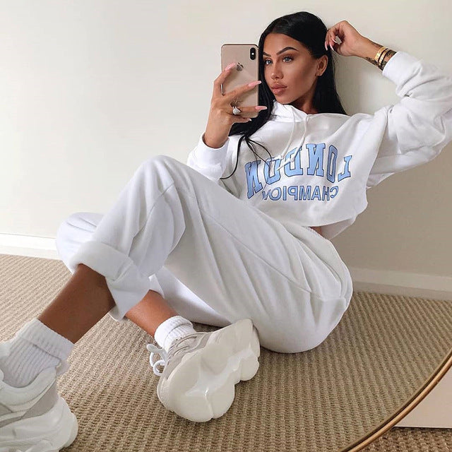 Crop Top à Capuche Blanc - Sweat Court Manches Longues