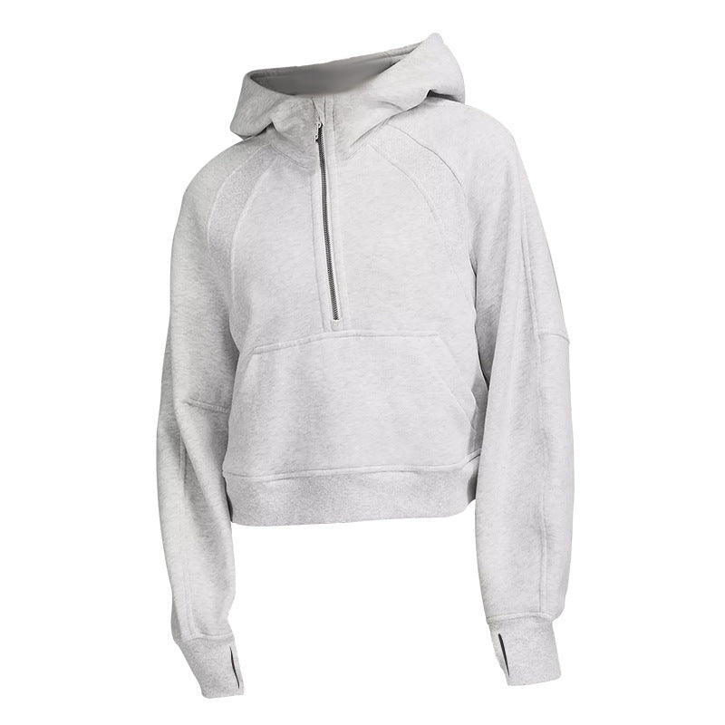 Hoodie Sport Demi-Zip en Polaire - Fitness et Running Femme