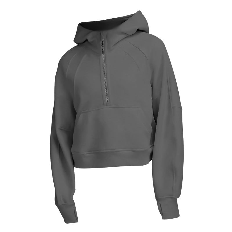 Hoodie Sport Demi-Zip en Polaire - Fitness et Running Femme