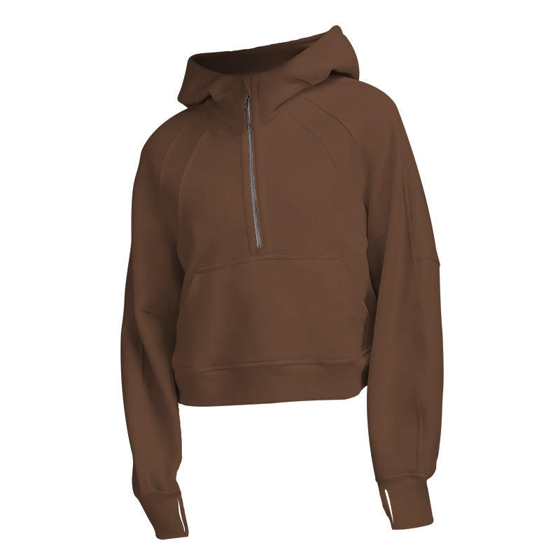 Hoodie Sport Demi-Zip en Polaire - Fitness et Running Femme