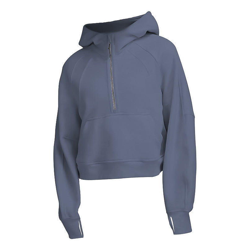 Hoodie Sport Demi-Zip en Polaire - Fitness et Running Femme