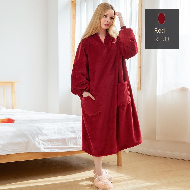 Couverture à Capuche en Flanelle - Plaid Douillet Hiver