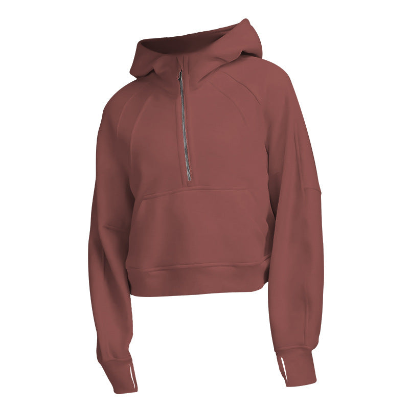 Hoodie Sport Demi-Zip en Polaire - Fitness et Running Femme