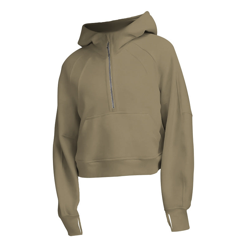 Hoodie Sport Demi-Zip en Polaire - Fitness et Running Femme