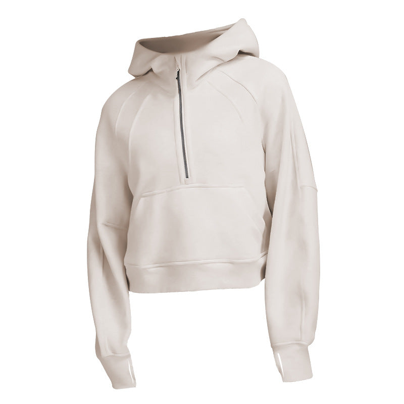 Hoodie Sport Demi-Zip en Polaire - Fitness et Running Femme